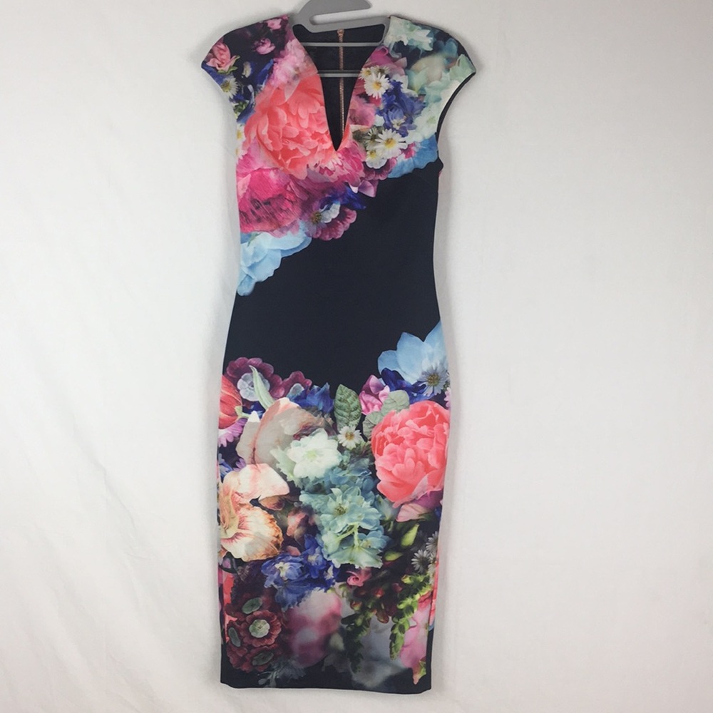 Ted Baker Brynee Floral Print Sheath Midi Dress